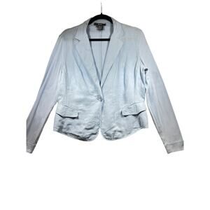 Per Se Blue Bamboo Cotton Lightweight Blazer Jacket Womens 12 **